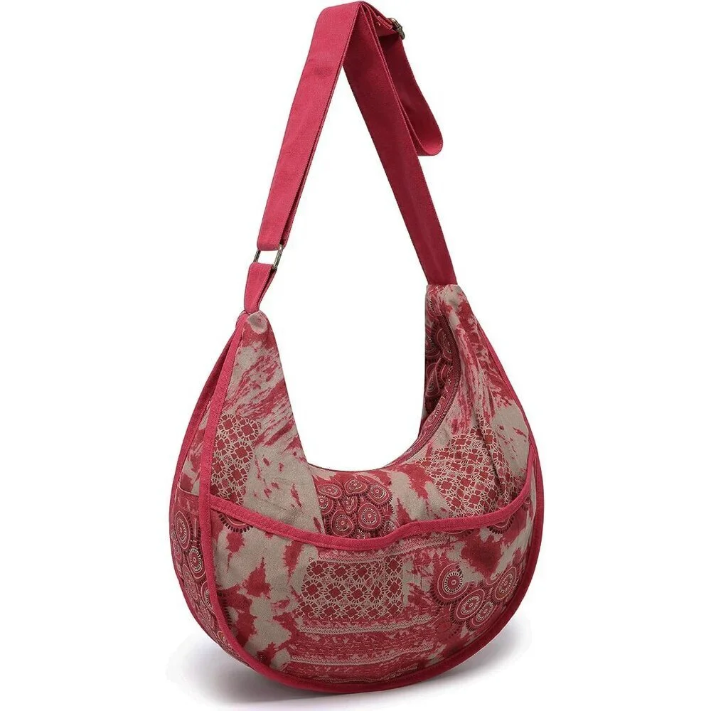 Womens Boho Canvas Crossbody Bag Large Sling Shoulder Purse Youthful